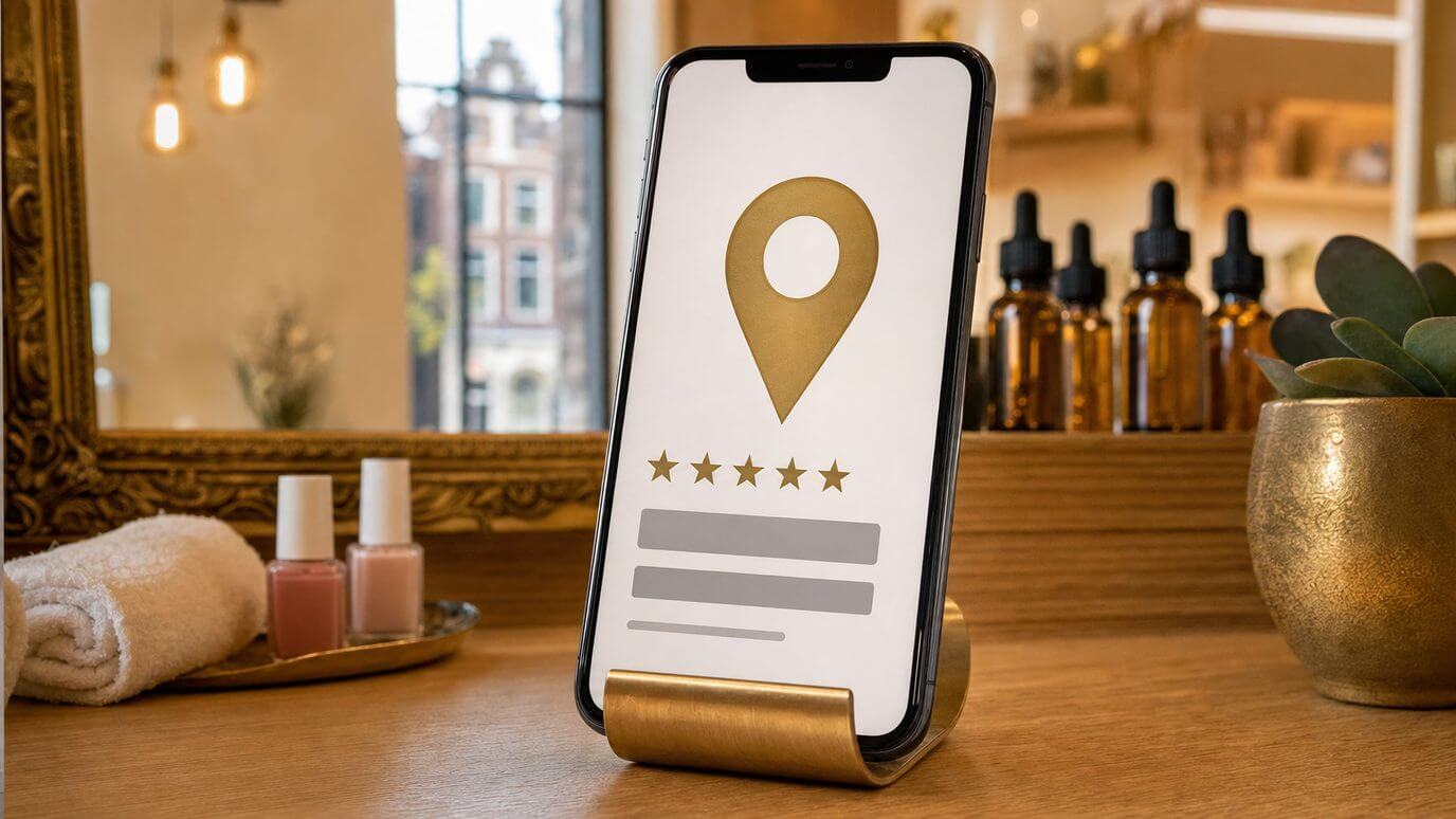 Google Maps-vermelding van een salon op een smartphone
