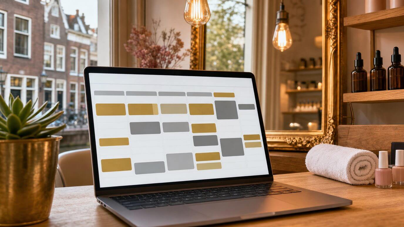 Contentkalender voor een salon op een laptop