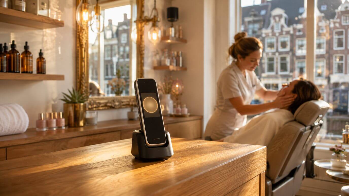 De Voice AI telefonist neemt op terwijl de salon gewoon doorwerkt